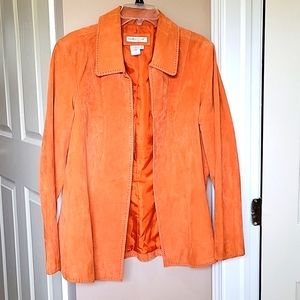 Genuine Leather suede orange jacket.